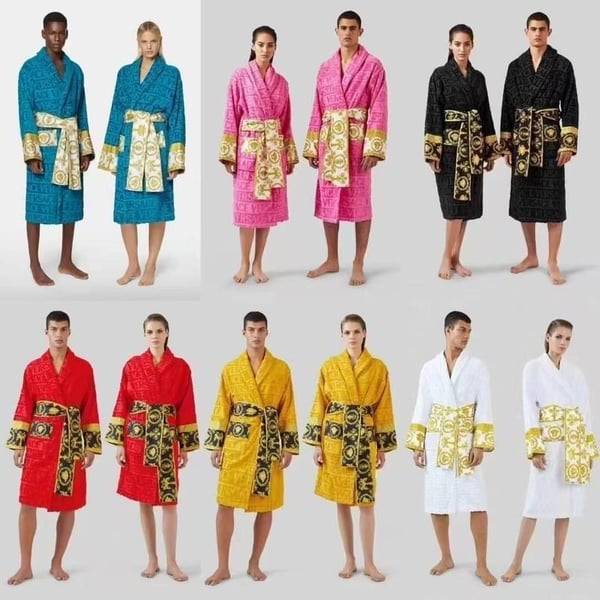 Luxury Patterned Bathrobe – Unisex Plush Spa Robe w/ Belt, Soft Thick Comfort, Multiple Colors