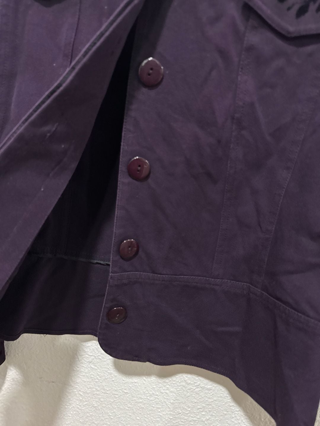 Peck & Peck Weekend Purple Floral Embroidered Button Front Jacket Size 12 5