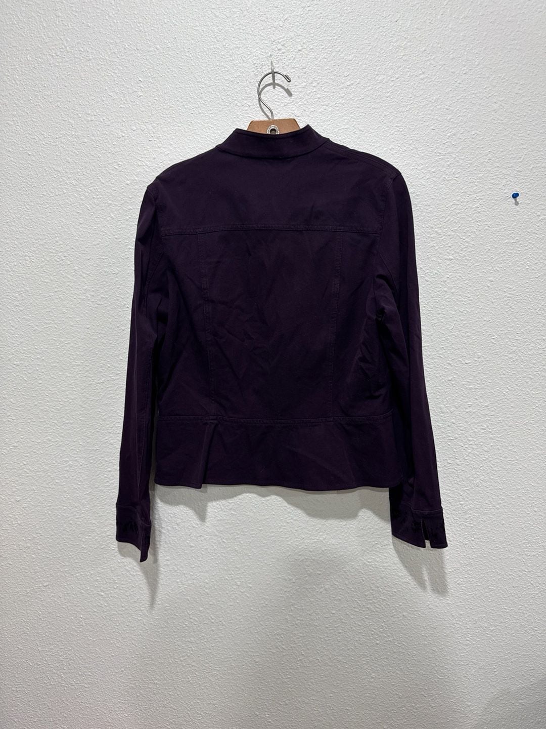 Peck & Peck Weekend Purple Floral Embroidered Button Front Jacket Size 12 6