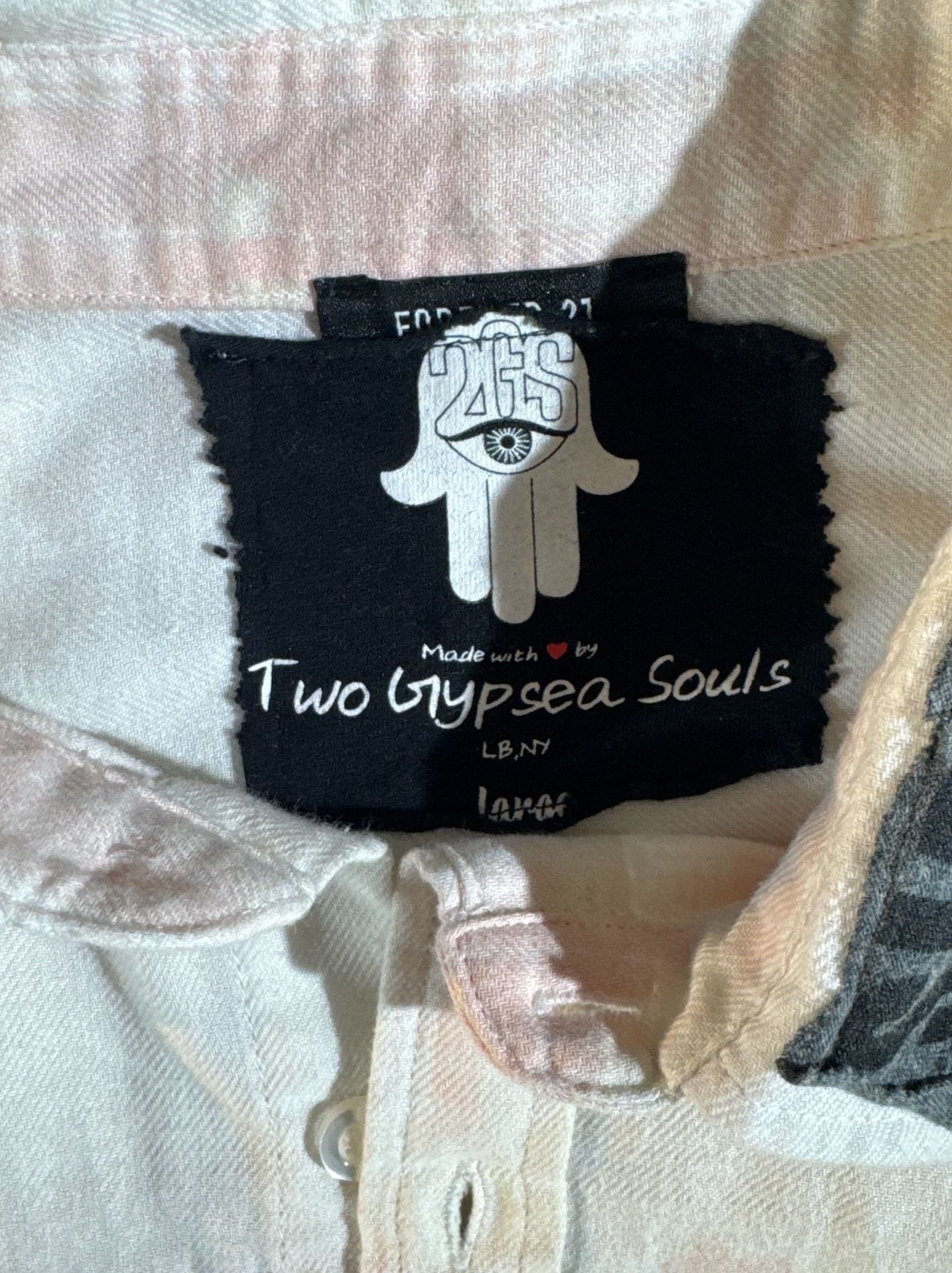 Two Gypsea Souls Upcycled Elvis Presley Mugshot Tie Dye Button Down Shirt Large 4