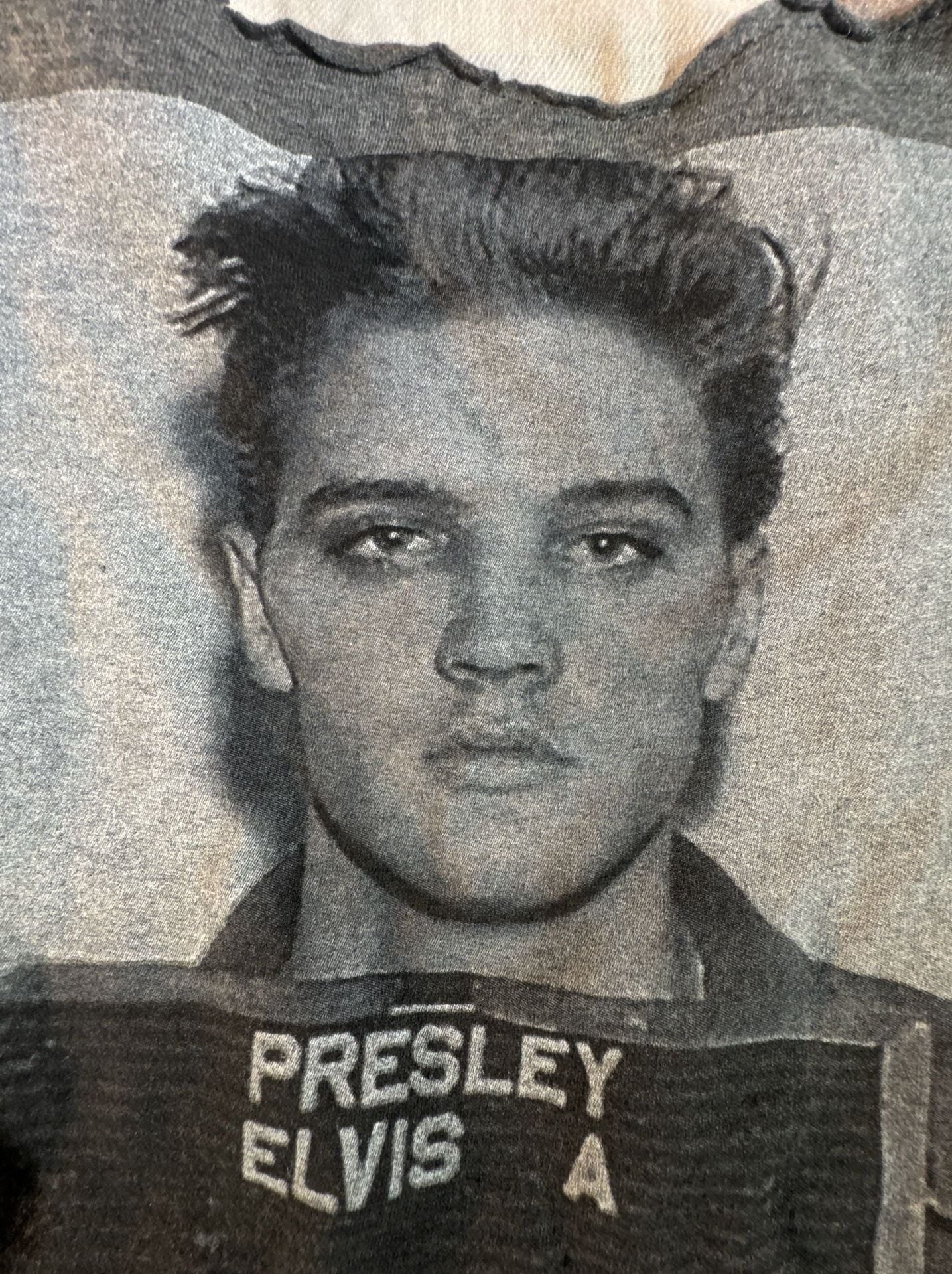 Two Gypsea Souls Upcycled Elvis Presley Mugshot Tie Dye Button Down Shirt Large 9