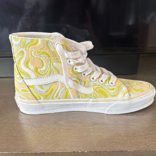 Vans Sk8-Hi Psychedelic Resort Yellow Green Swirl High Top Sneakers