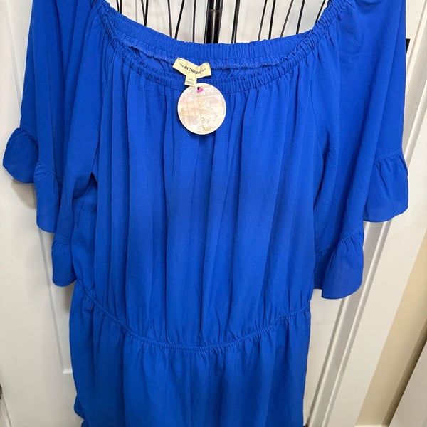 ee:some Royal Blue Off-the-Shoulder Ruffle Hem Romper 2XL