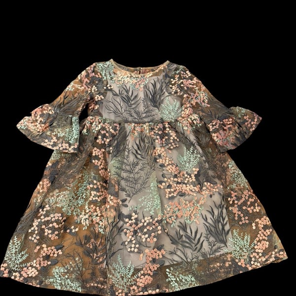 Pastourelle Pippa And Julie Floral Multicolor Lace Dress Size 6