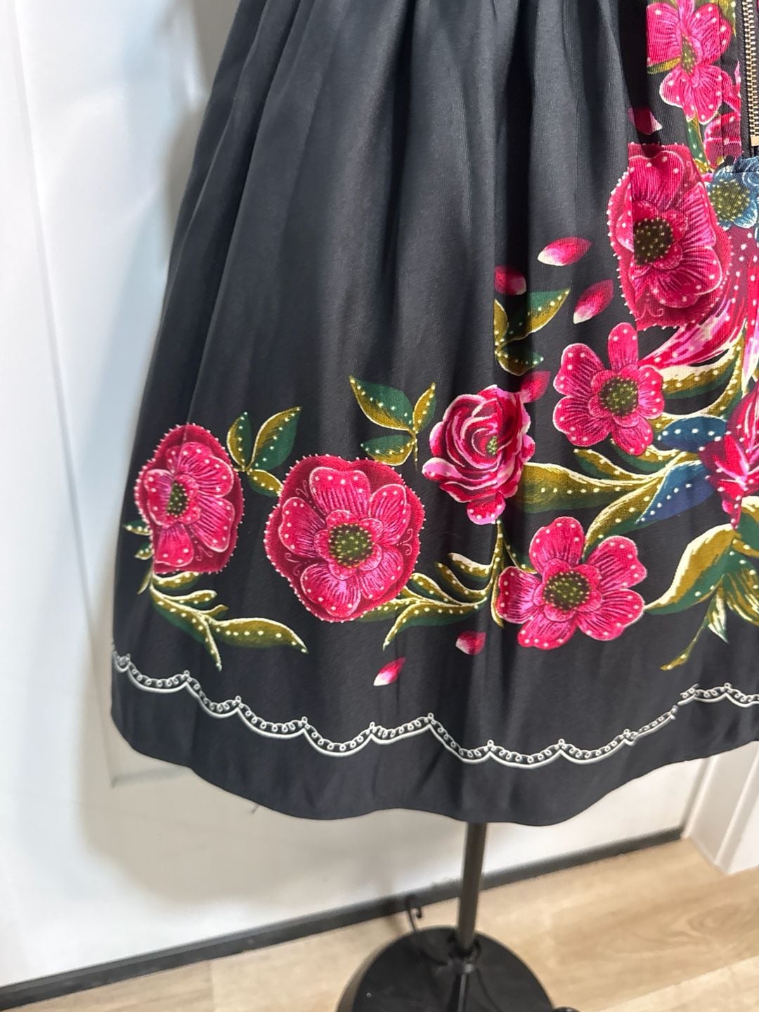 Forever 21 Strapless Floral Sweetheart Mini Dress Black Fuchsia Size L 5
