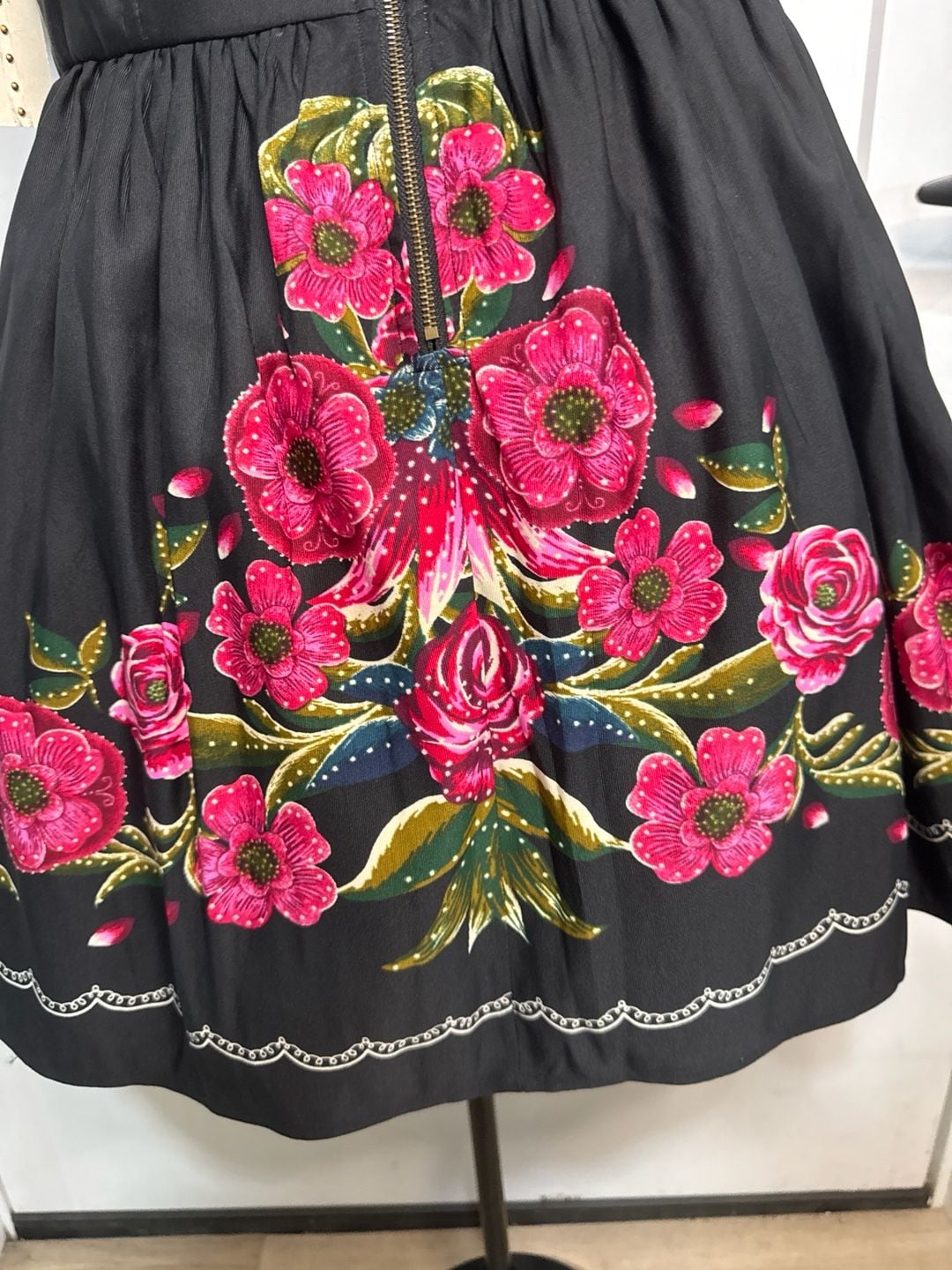 Forever 21 Strapless Floral Sweetheart Mini Dress Black Fuchsia Size L 6