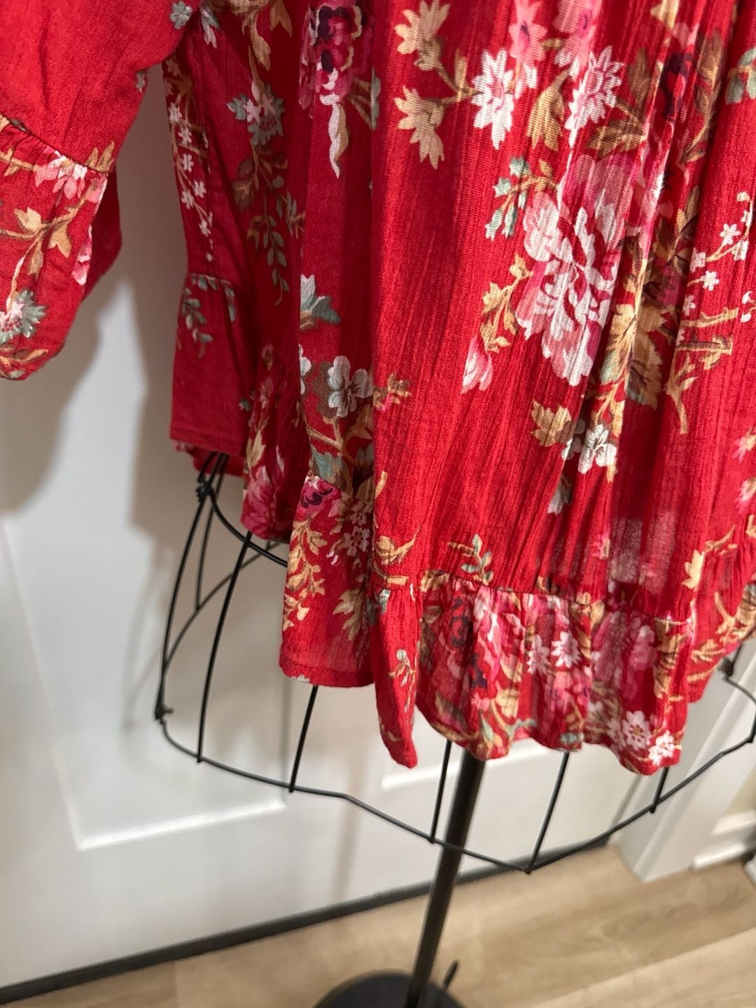 Denim & Supply Ralph Lauren Red Floral Off-The-Shoulder Ruffle Top Size XS 5
