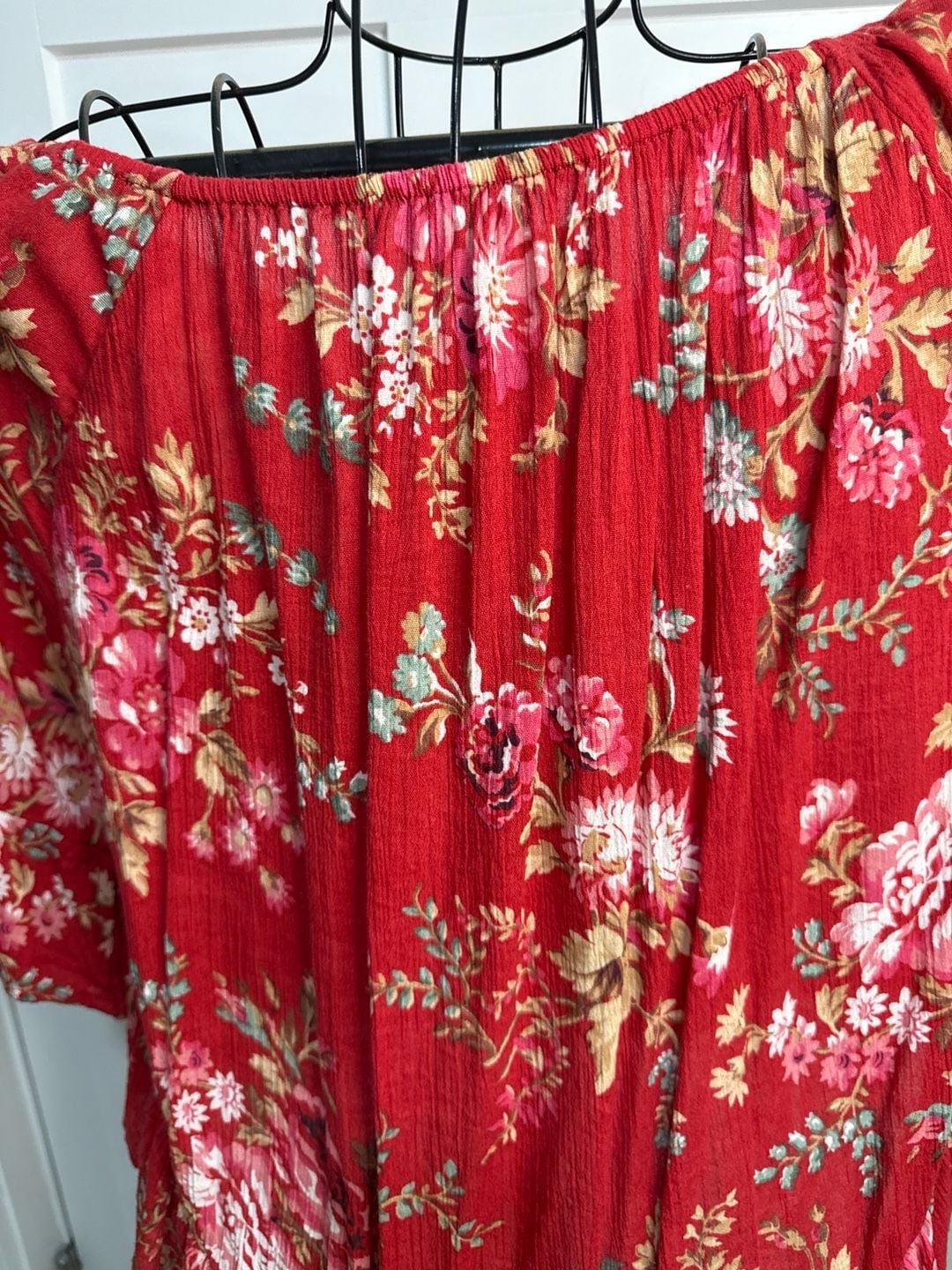 Denim & Supply Ralph Lauren Red Floral Off-The-Shoulder Ruffle Top Size XS 8