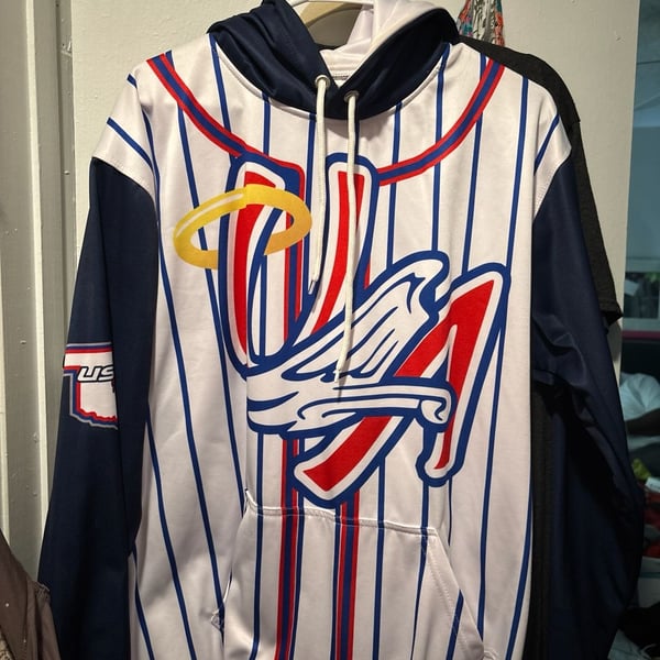 USSSA Oklahoma LA Angels Pinstripe Baseball Hoodie Size L