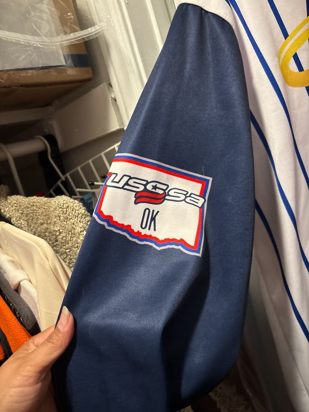 USSSA Oklahoma LA Angels Pinstripe Baseball Hoodie Size L 2