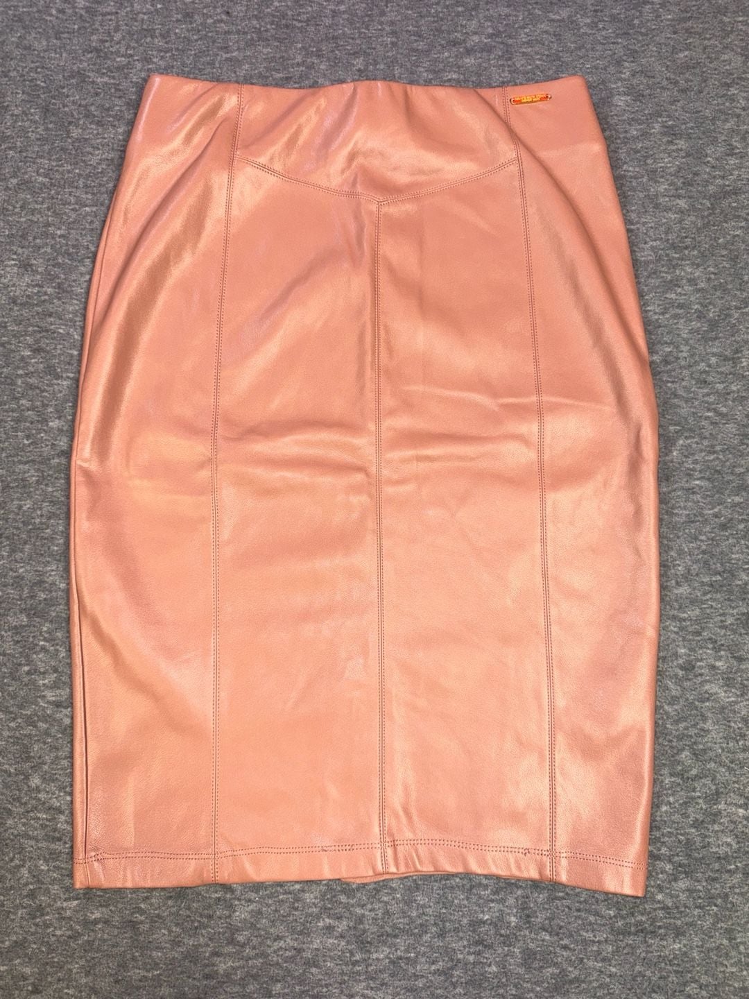Marc New York Andrew Marc Mauve Faux Leather Pencil Skirt Size S 2