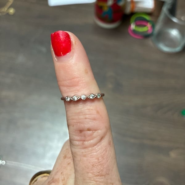 Vintage Moissanite Diamond Wedding Band: 14k White Gold Half Eternity Promise Ring -