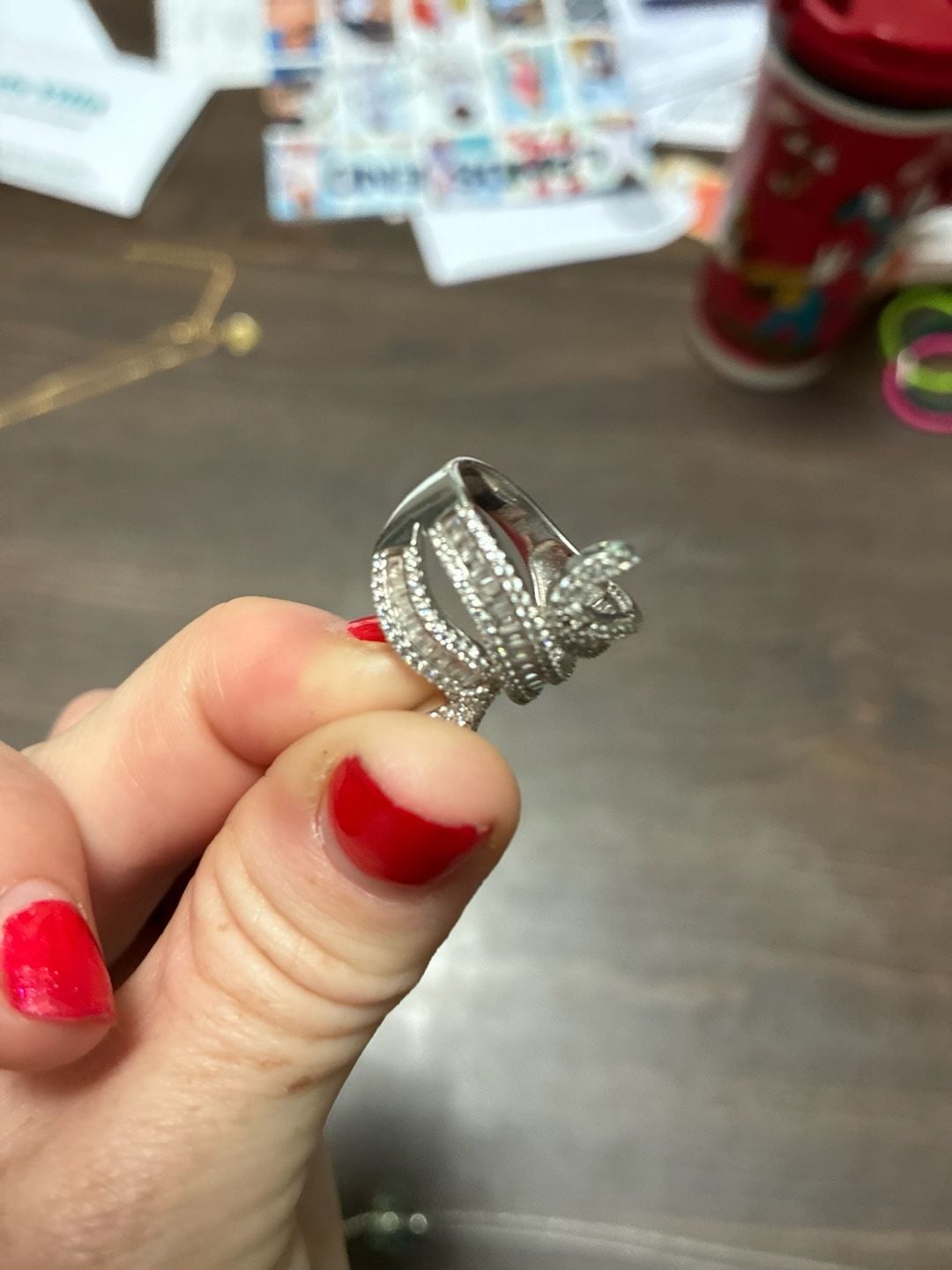 Sterling Silver Baguette & Round CZ Snake Wrap Ring with Green Eyes 6