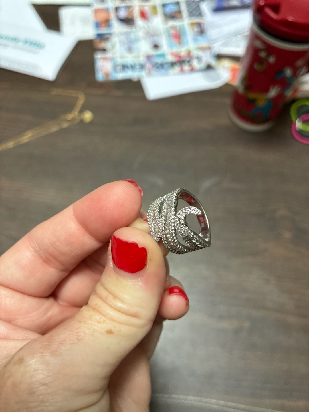 Sterling Silver Baguette & Round CZ Snake Wrap Ring with Green Eyes 7