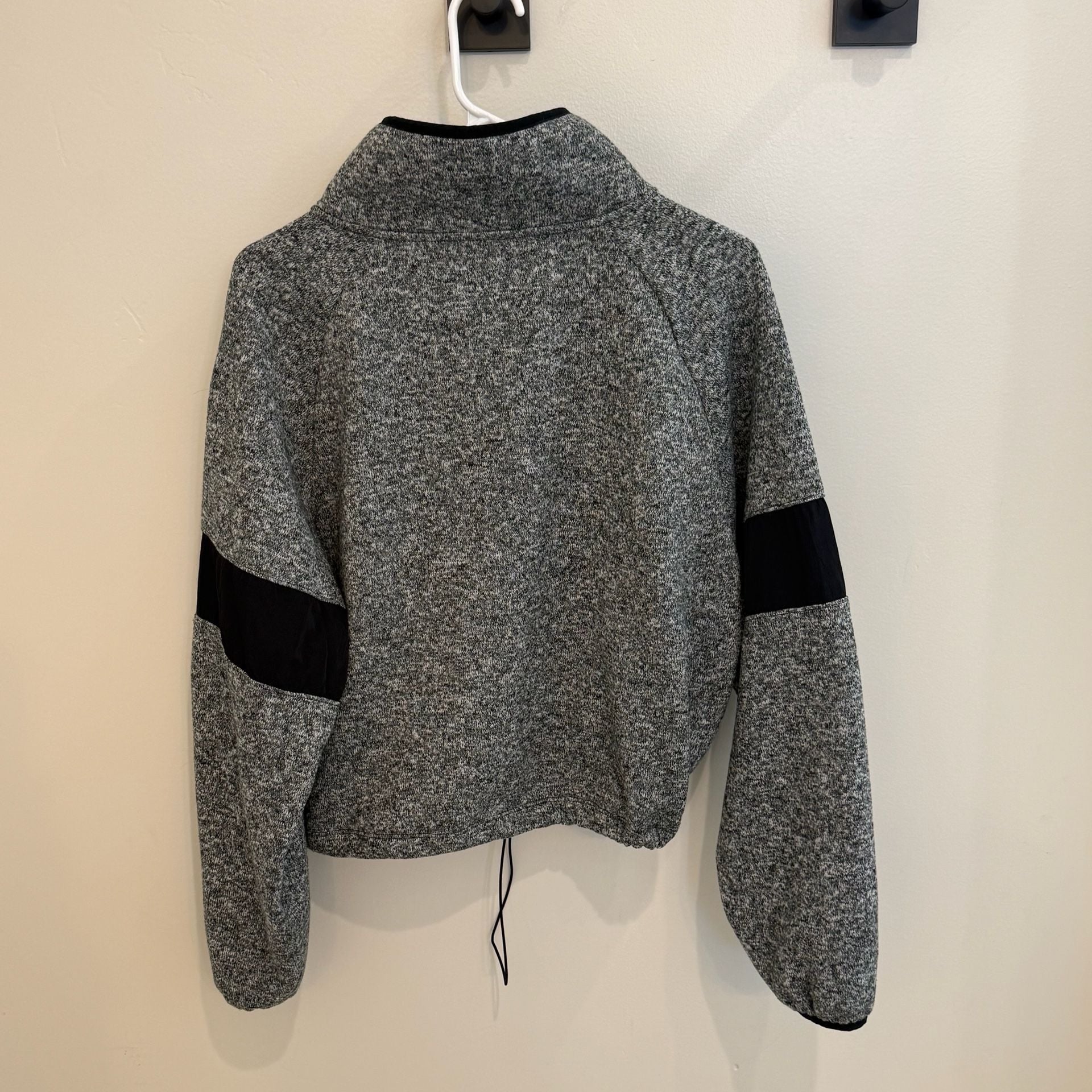 Victoria's Secret PINK Grey Marl Quarter-Zip Cropped Pullover Size Large 3