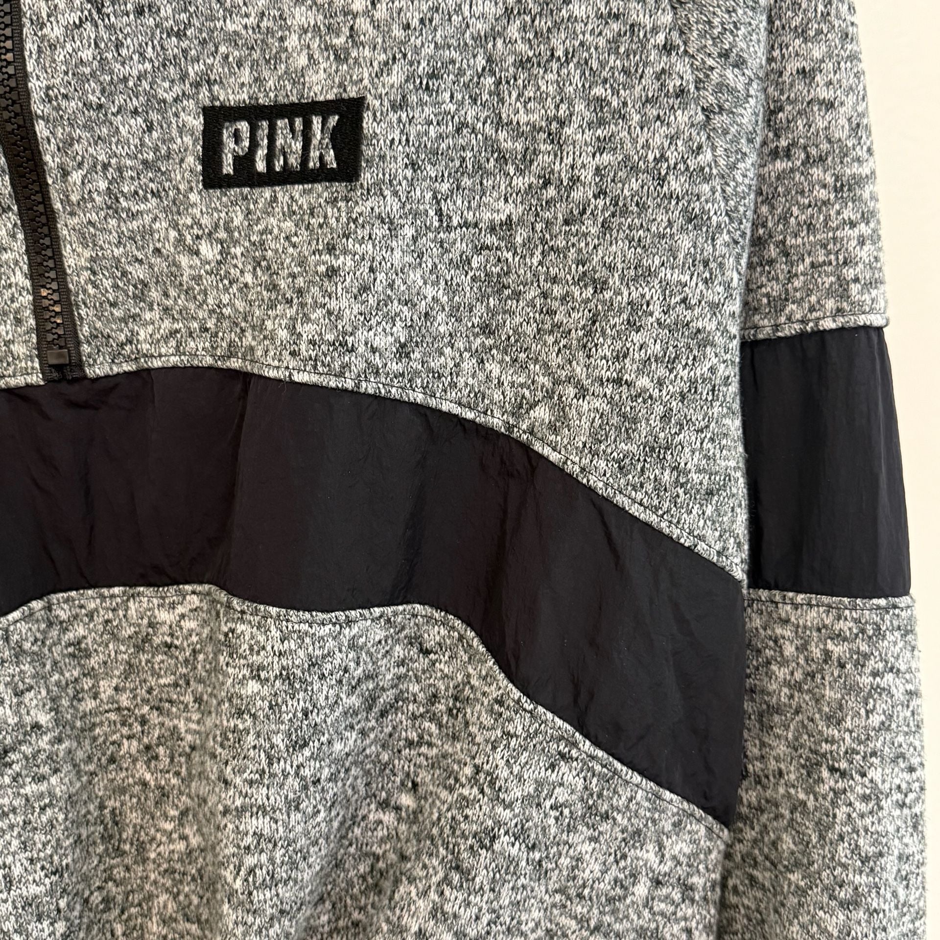 Victoria's Secret PINK Grey Marl Quarter-Zip Cropped Pullover Size Large 5