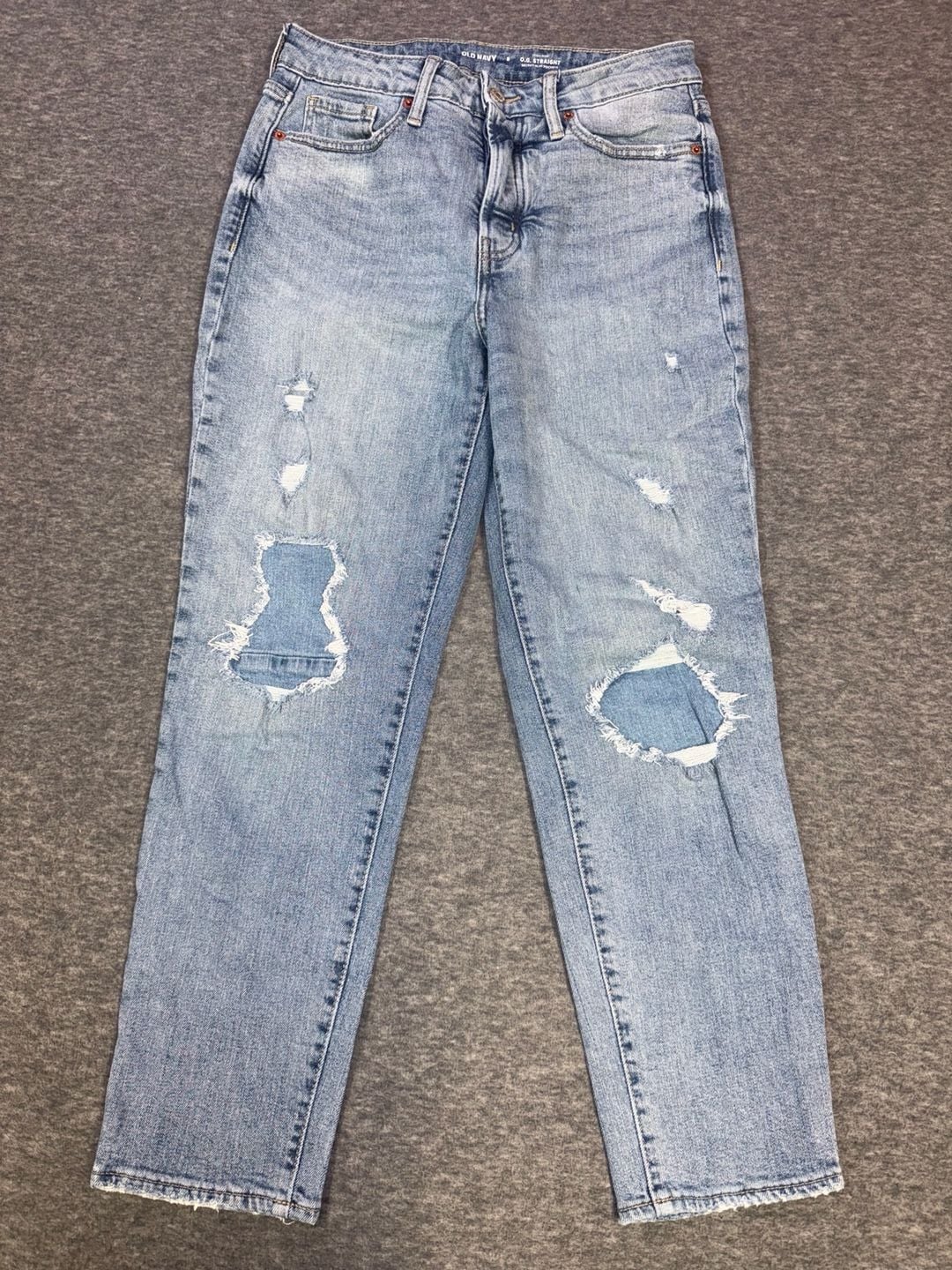 Old Navy O.G. Straight High-Rise Distressed Jeans Size 8 2