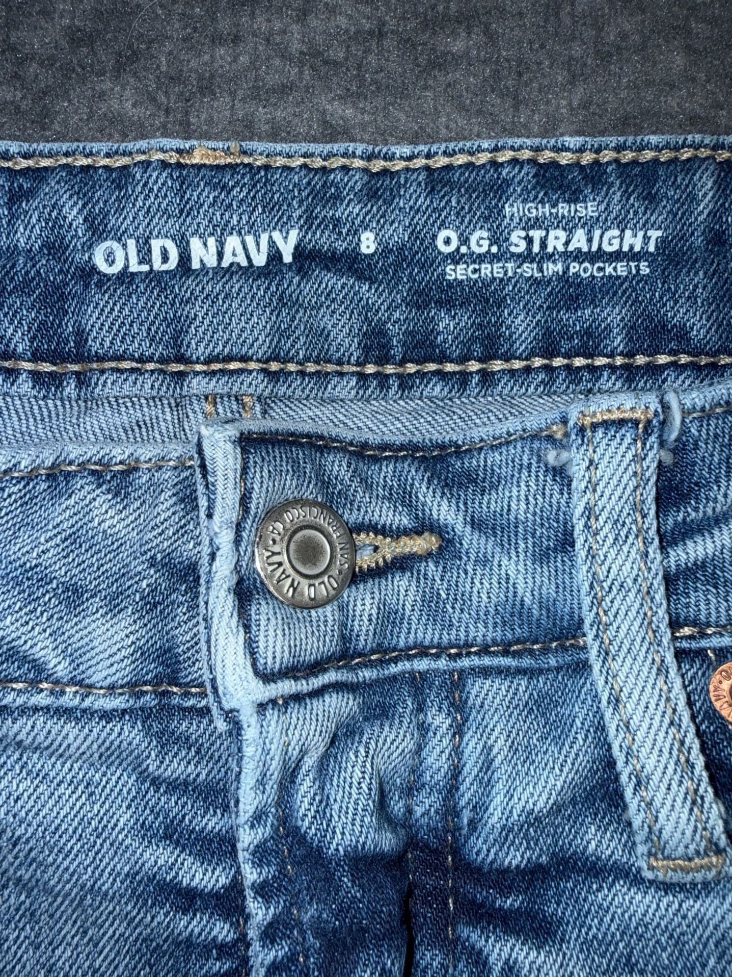 Old Navy O.G. Straight High-Rise Distressed Jeans Size 8 3