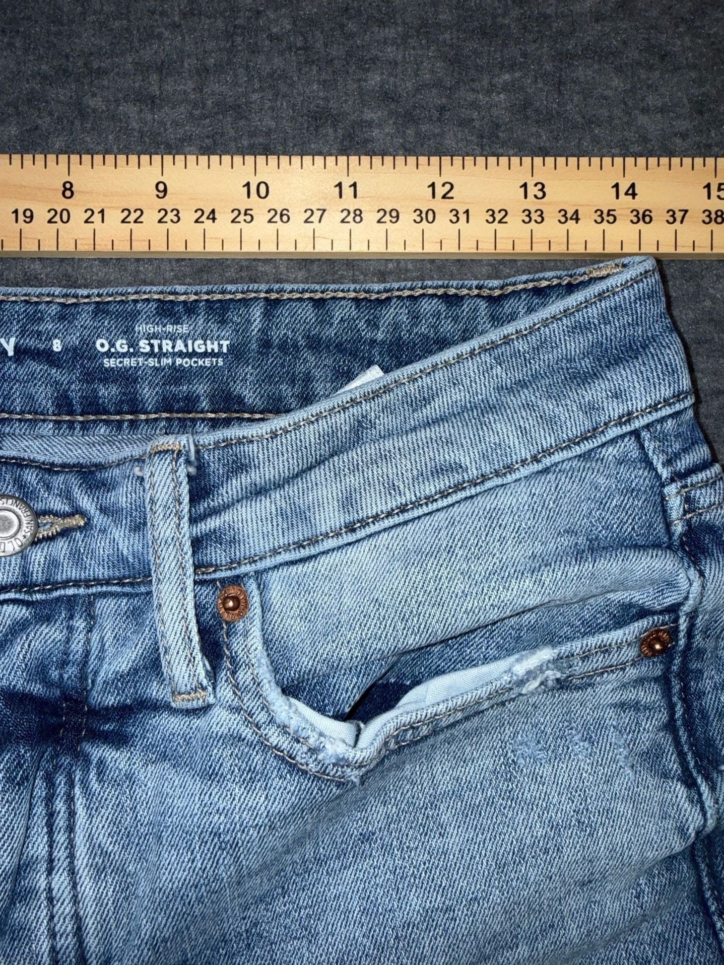 Old Navy O.G. Straight High-Rise Distressed Jeans Size 8 4