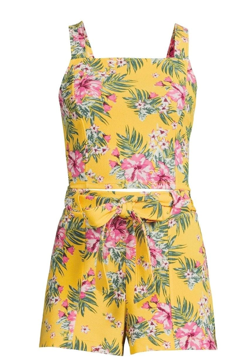 No Boundaries Tropical Floral Crop Top and Shorts 2-Piece Set XXL (19) 1