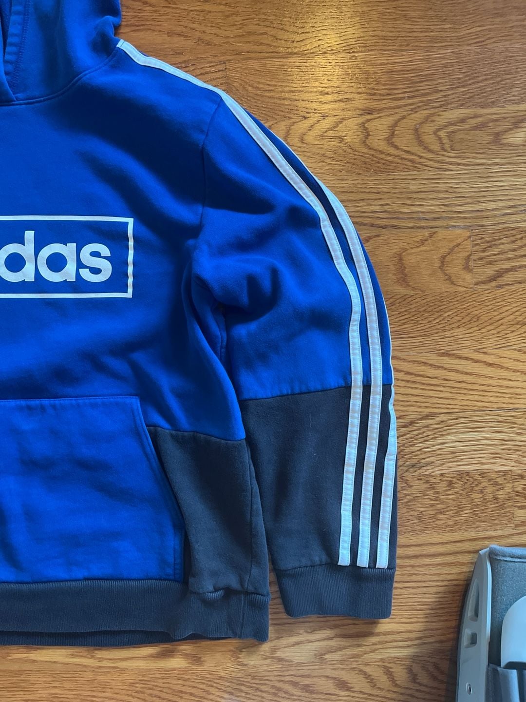 Adidas Blue & Black Colorblock Box Logo 3-Stripes Pullover Hoodie 4