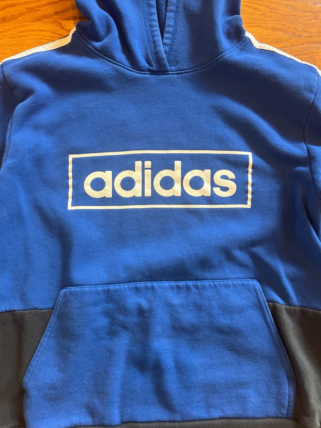 Adidas Blue & Black Colorblock Box Logo 3-Stripes Pullover Hoodie 5
