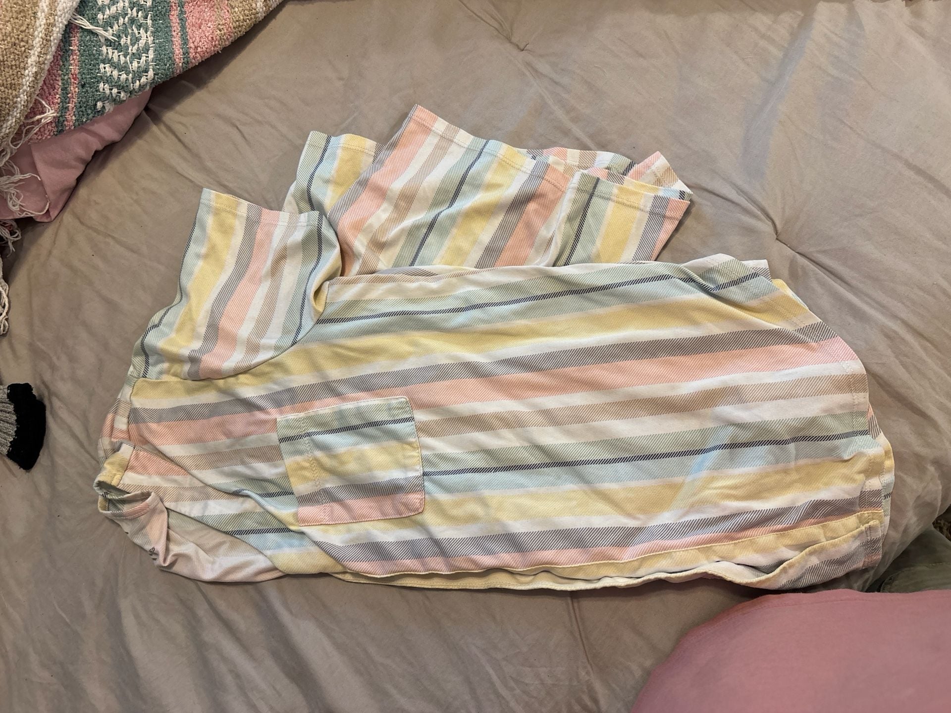 N1: ED Ellen DeGeneres Pastel Striped 2-Piece Pajama Set, comfy M 1