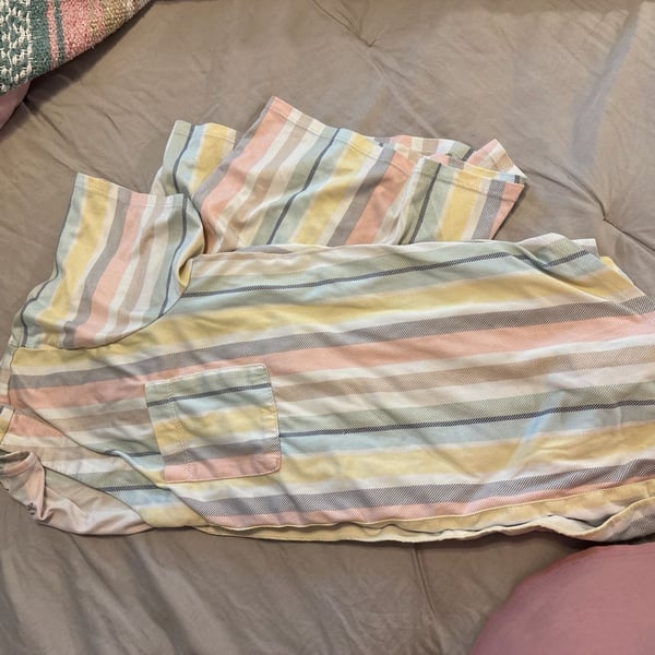 N1: ED Ellen DeGeneres Pastel Striped 2-Piece Pajama Set, comfy  M