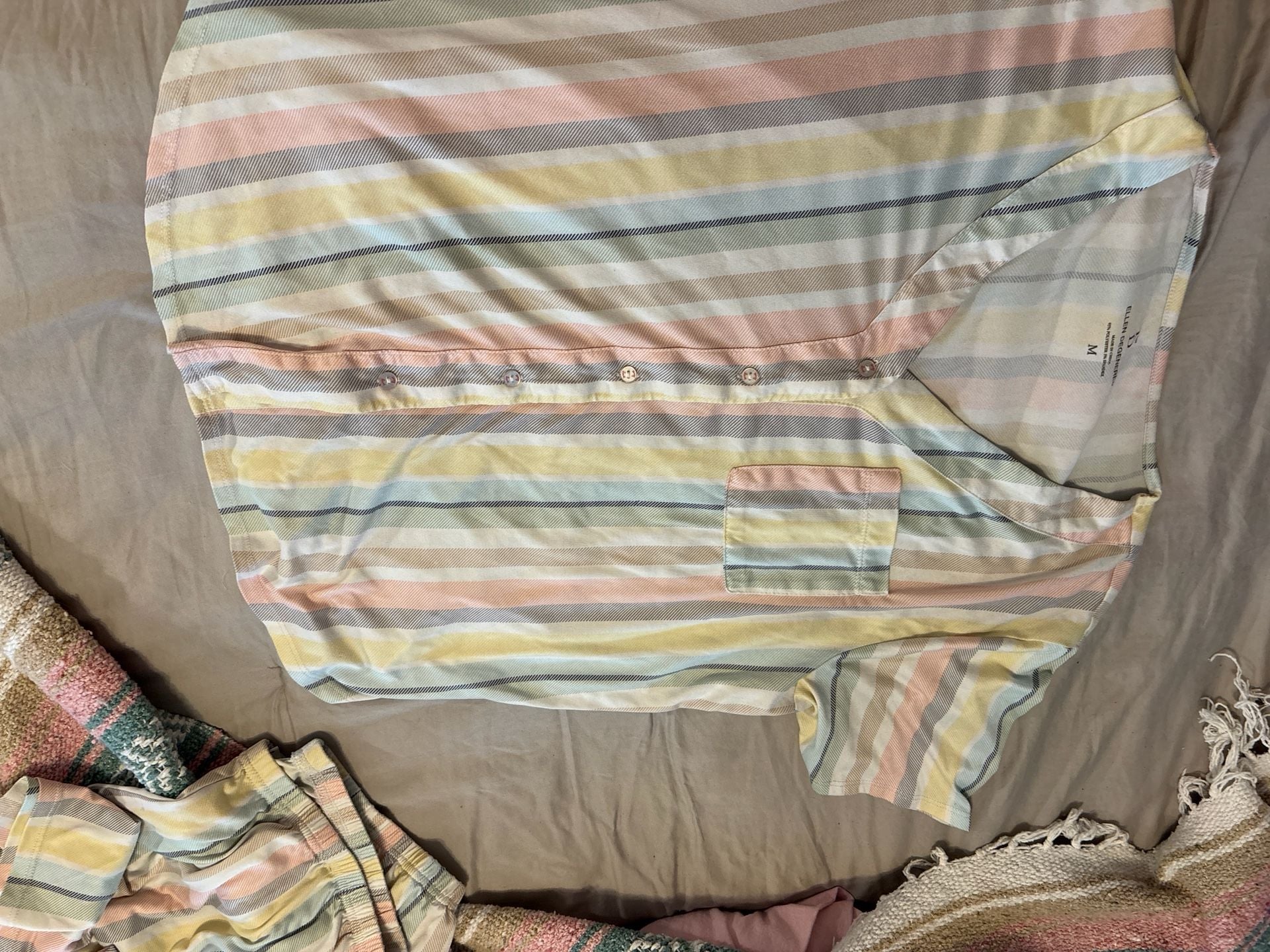 N1: ED Ellen DeGeneres Pastel Striped 2-Piece Pajama Set, comfy M 2