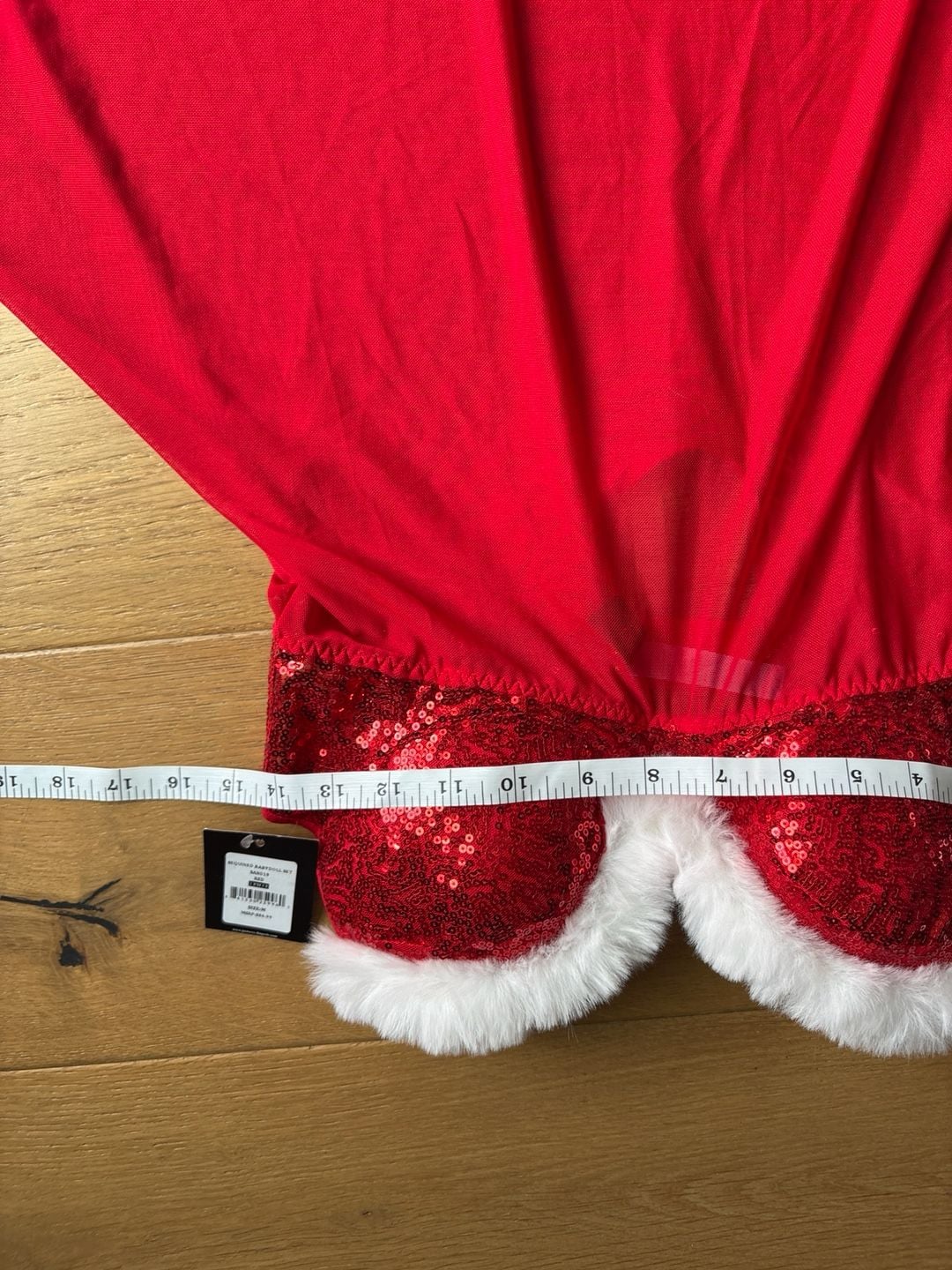Just Sexy Lingerie Red Sequined Santa Babydoll Set Size M 7