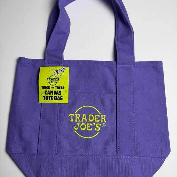 Trader Joe's Trick-or-Treat Purple Canvas Mini Tote Bag
