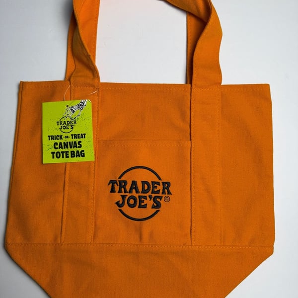 Trader Joe's Trick-or-Treat Mini Canvas Tote Bag Orange