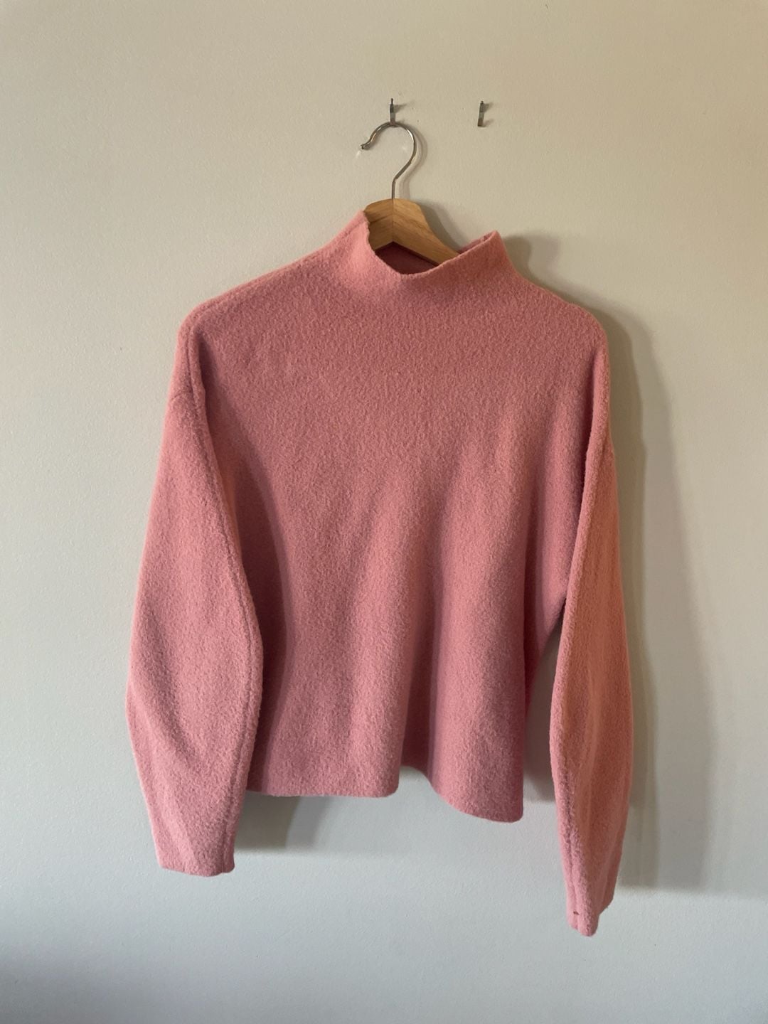 Express Pink Mock Neck Fuzzy Knit Sweater Size XS 2