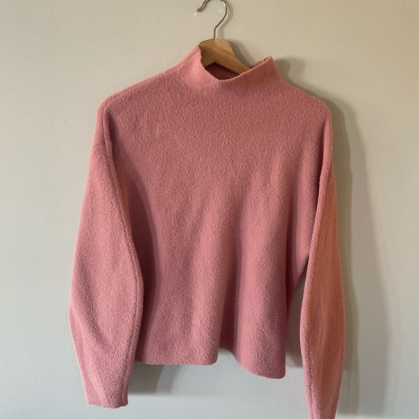 Express Pink Mock Neck Fuzzy Knit Sweater Size XS