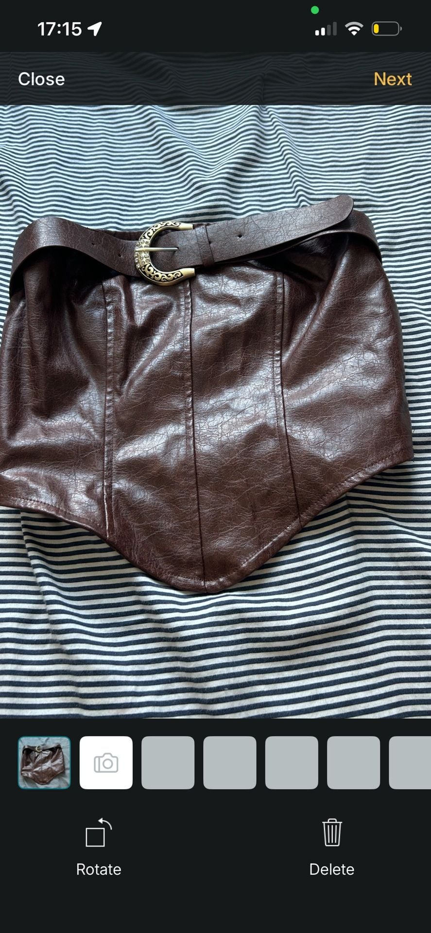 Belted Faux Leather Corset - Brown 1