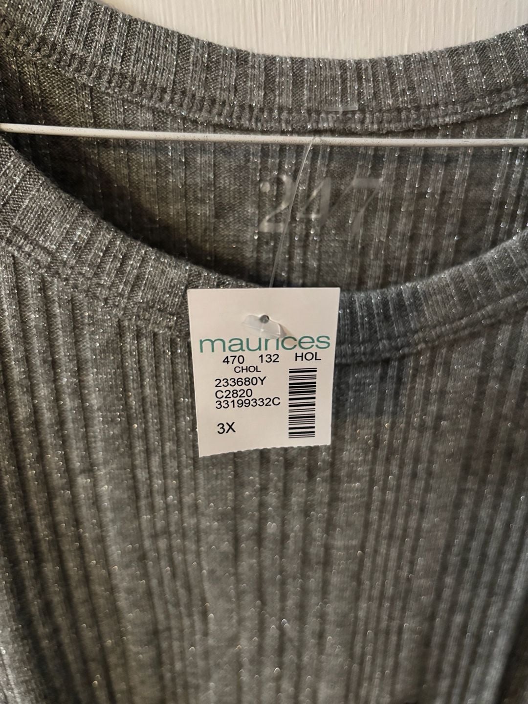 Maurices 24/7 Grey Ribbed Shimmer Tank Top Size 3X 3