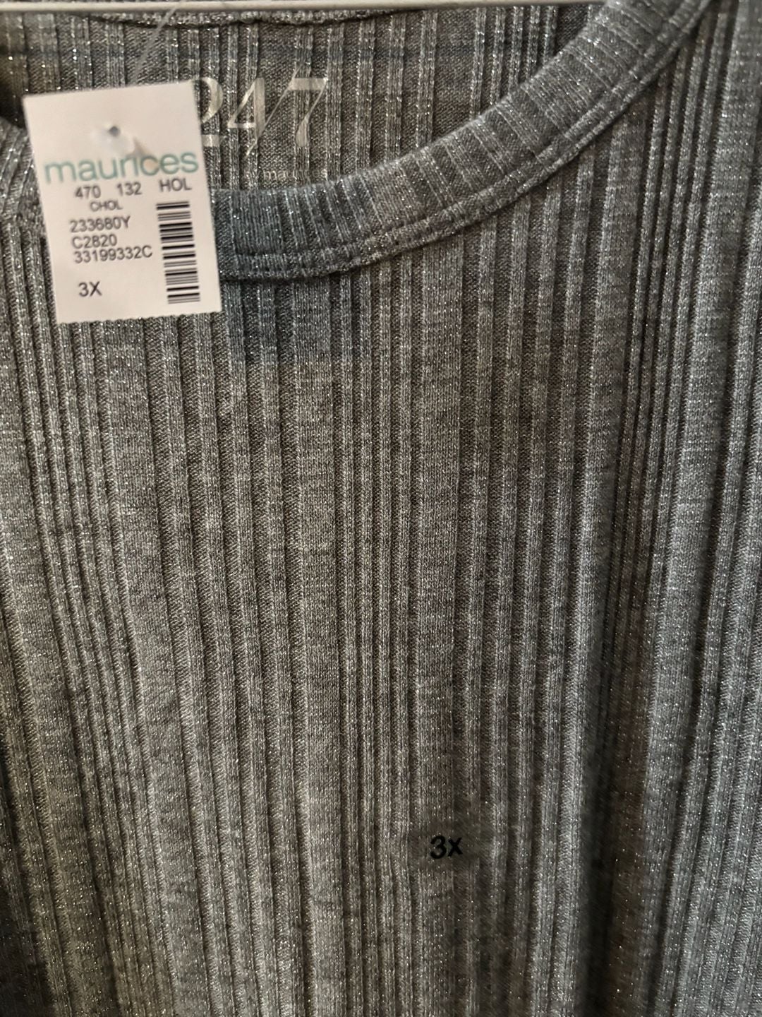 Maurices 24/7 Grey Ribbed Shimmer Tank Top Size 3X 5