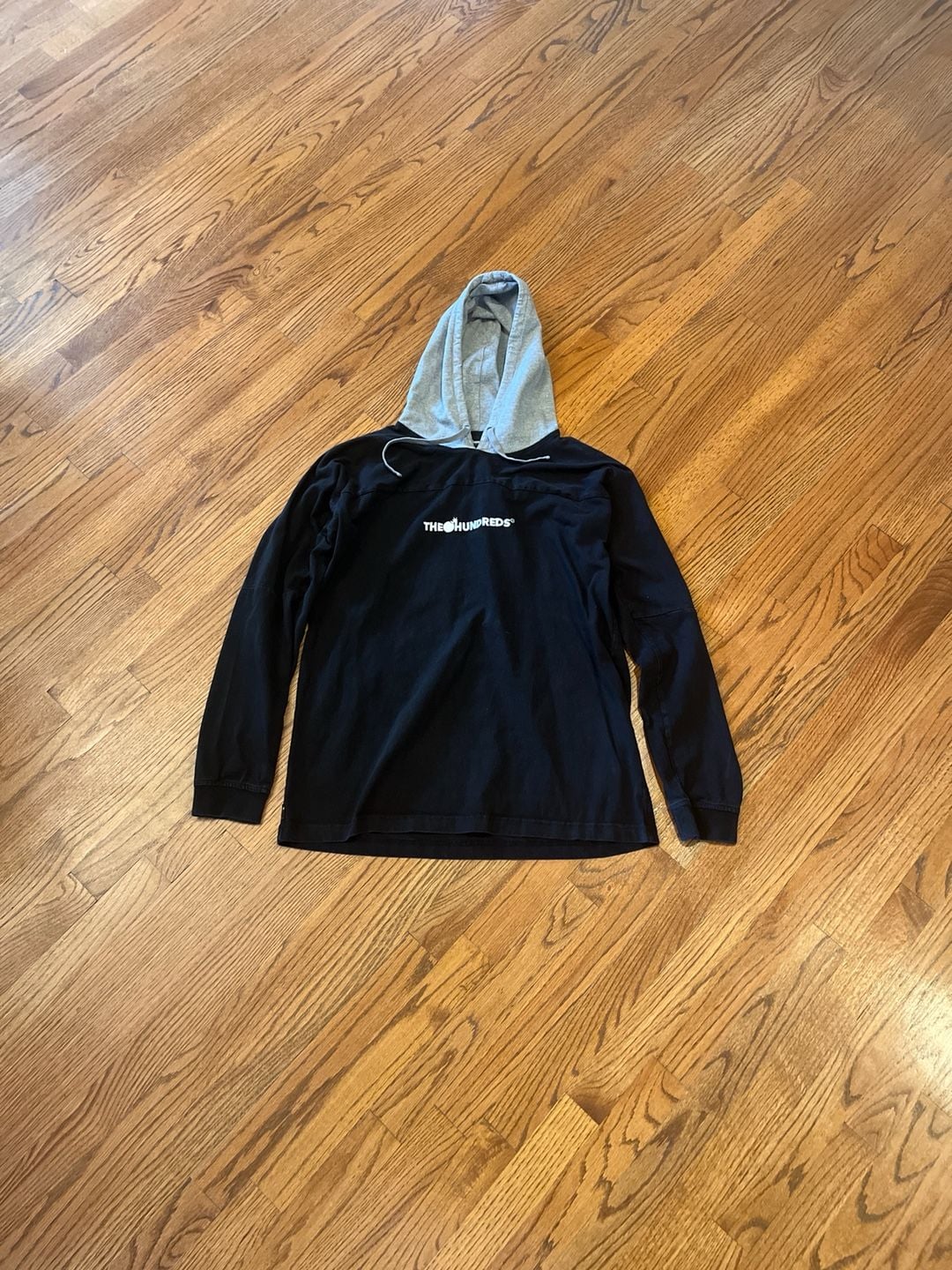 The Hundreds Jersey Style Hooded Long Sleeve Shirt Black/Grey Size M 3