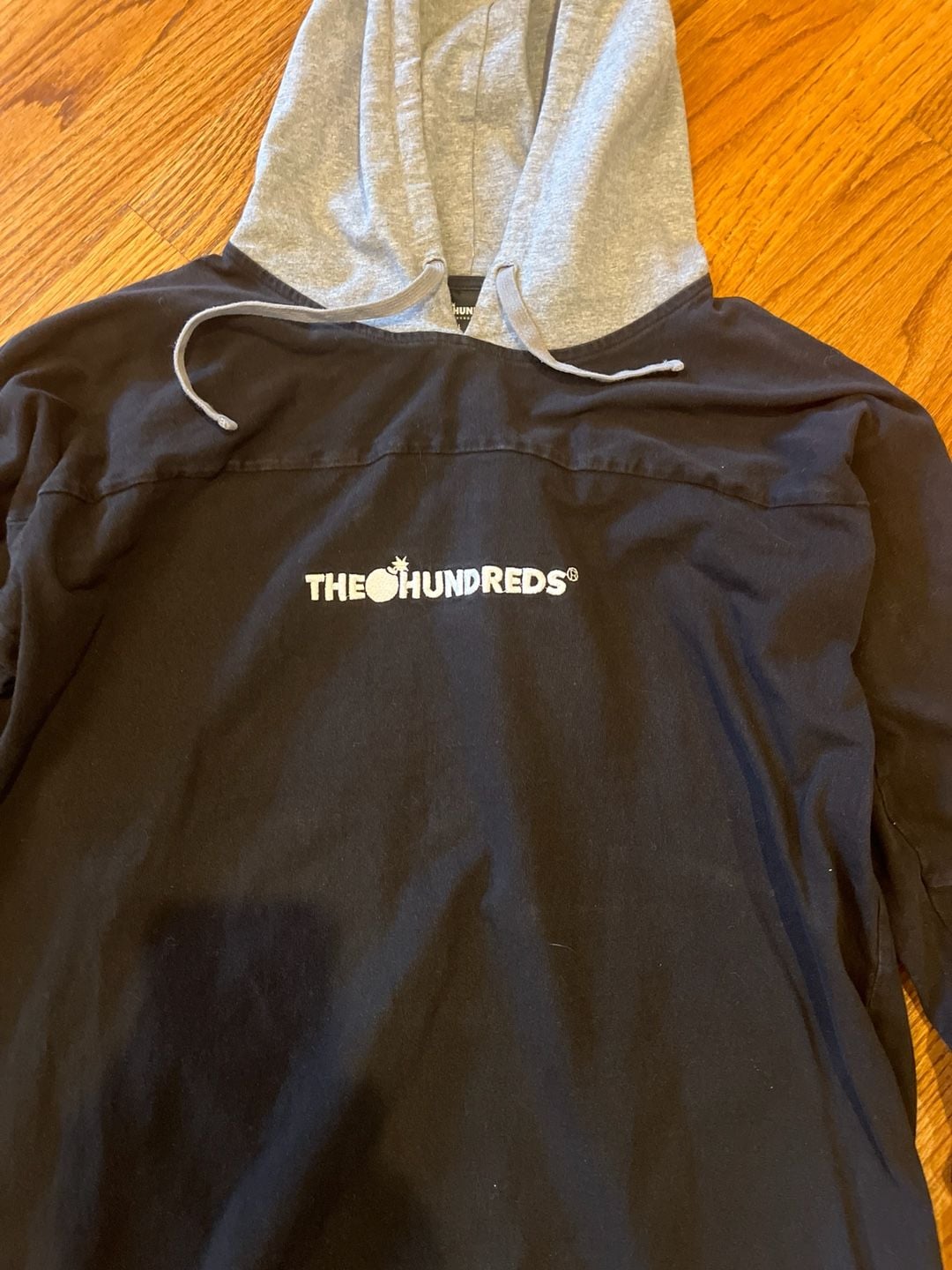 The Hundreds Jersey Style Hooded Long Sleeve Shirt Black/Grey Size M 5