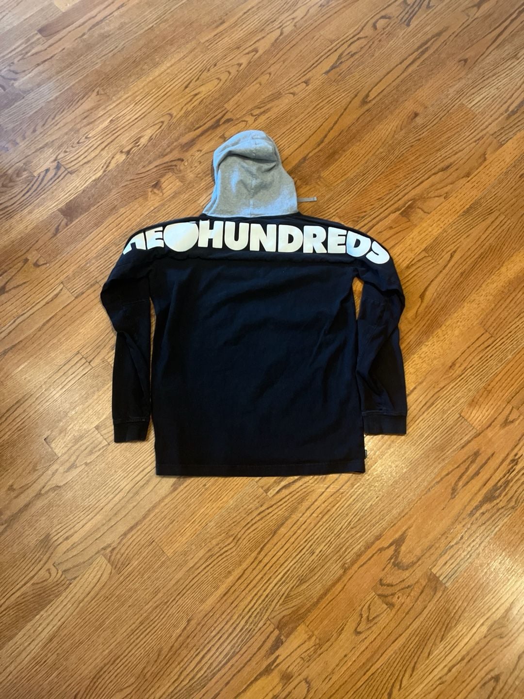 The Hundreds Jersey Style Hooded Long Sleeve Shirt Black/Grey Size M 2