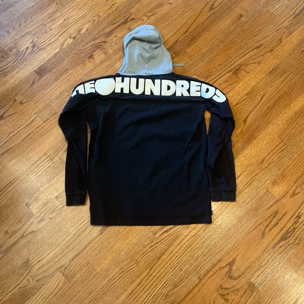 The Hundreds Jersey Style Hooded Long Sleeve Shirt Black/Grey Size M