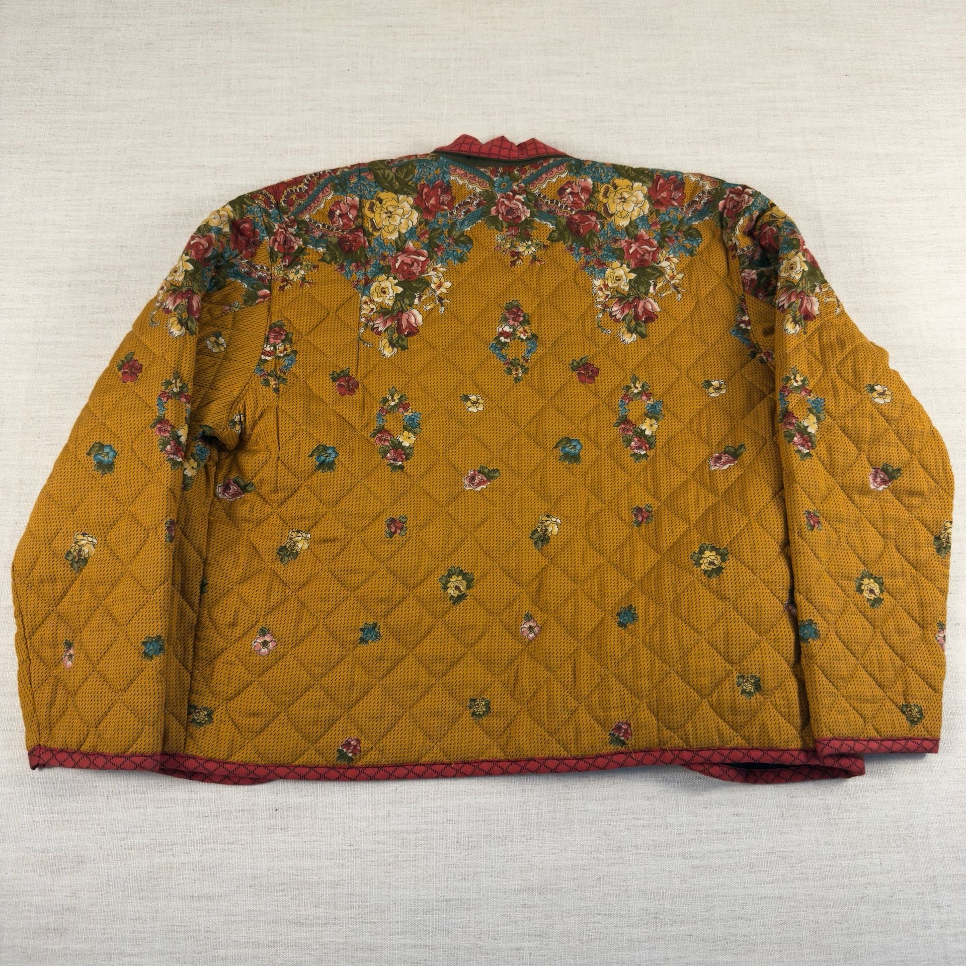 Carole Little Petites Vintage Quilted Floral Toggle Jacket Mustard Yellow 8