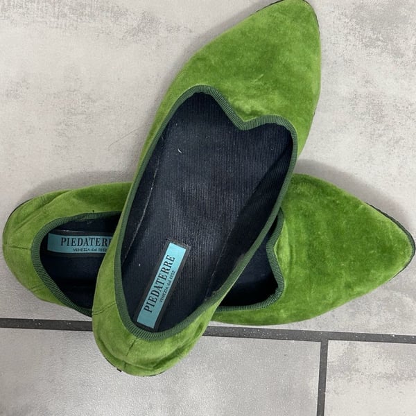 Piedaterre Venezia Green Velvet flats- Made in Italy 
