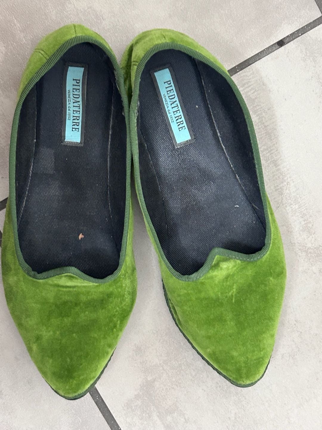 Piedaterre Venezia Green Velvet flats- Made in Italy 3