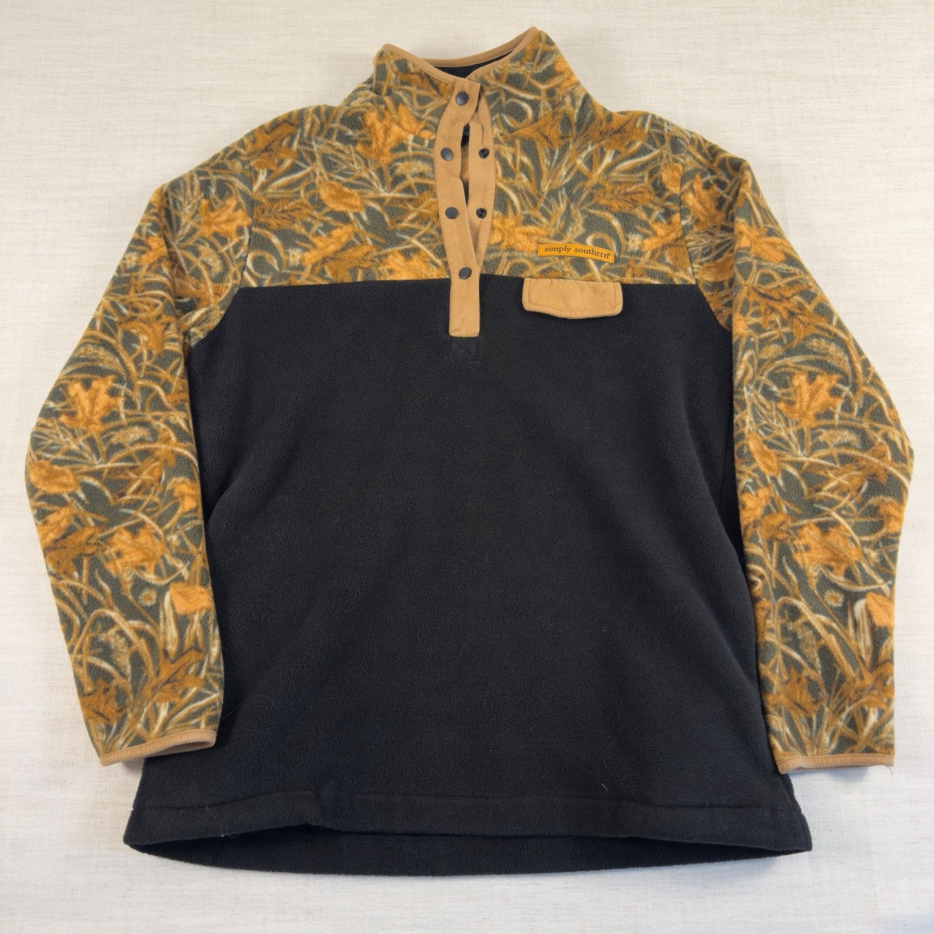 Simply Southern Camo and Black Fleece Snap Pullover Size L 3