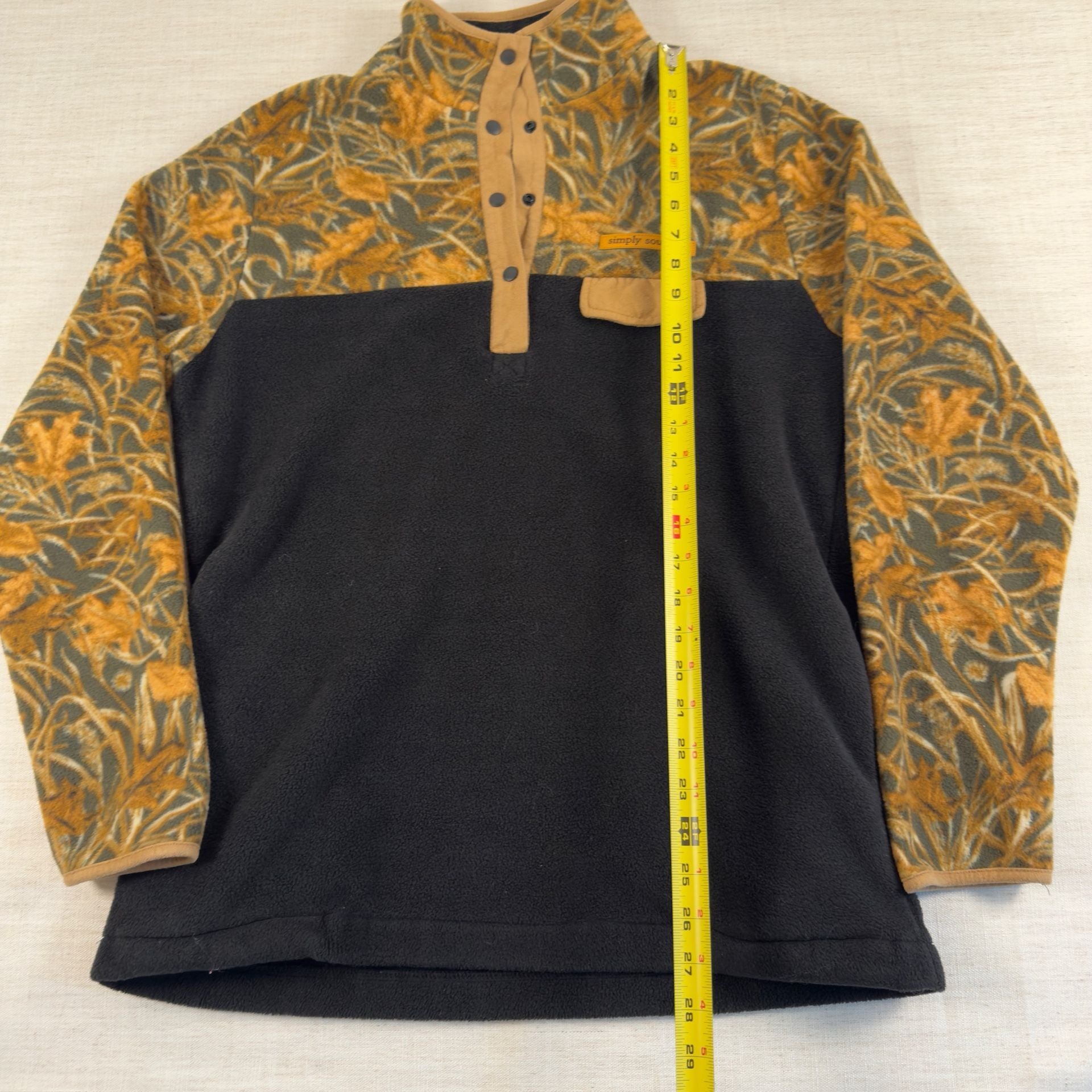 Simply Southern Camo and Black Fleece Snap Pullover Size L 5