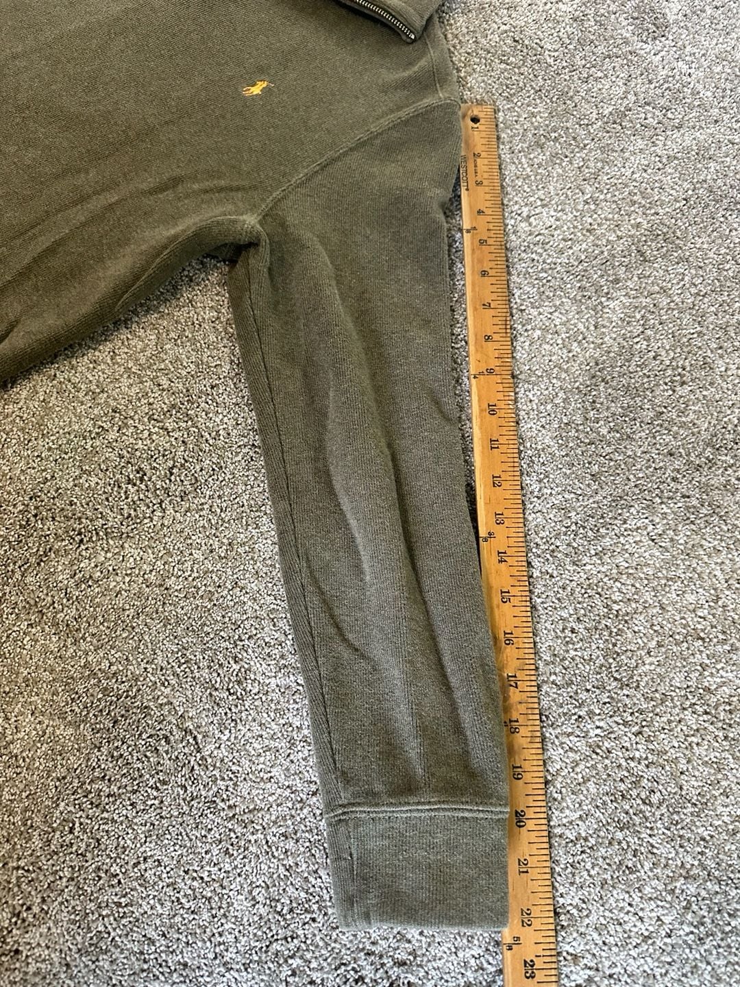 Polo Ralph Lauren Olive Green 1/4 Zip Cotton Pullover Sweater Size S 6