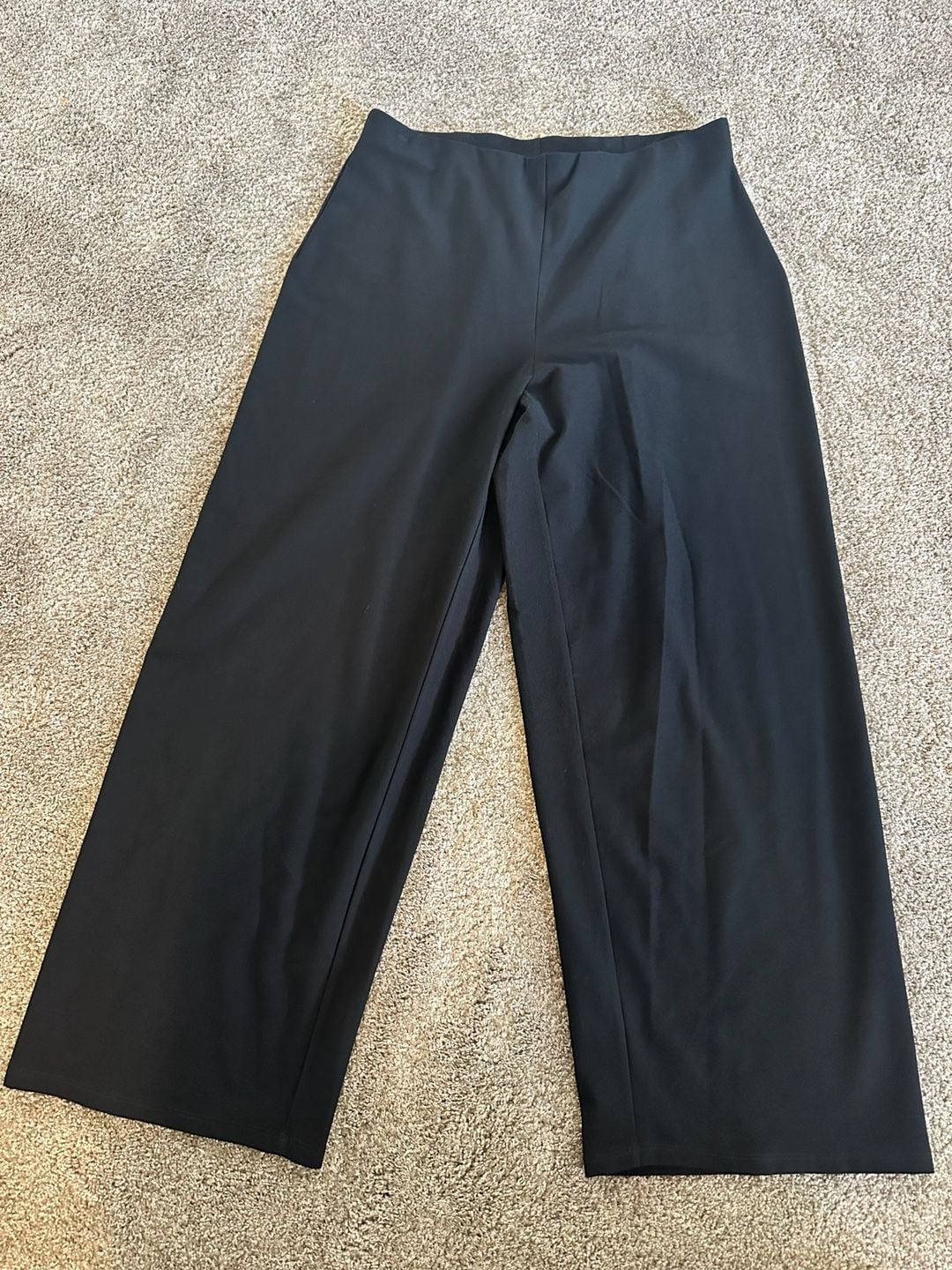 Eileen Fisher Washable Stretch Viscose Jersey Wide-Leg Pants Black Size M 2