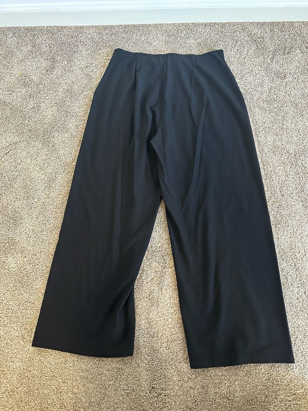 Eileen Fisher Washable Stretch Viscose Jersey Wide-Leg Pants Black Size M 9
