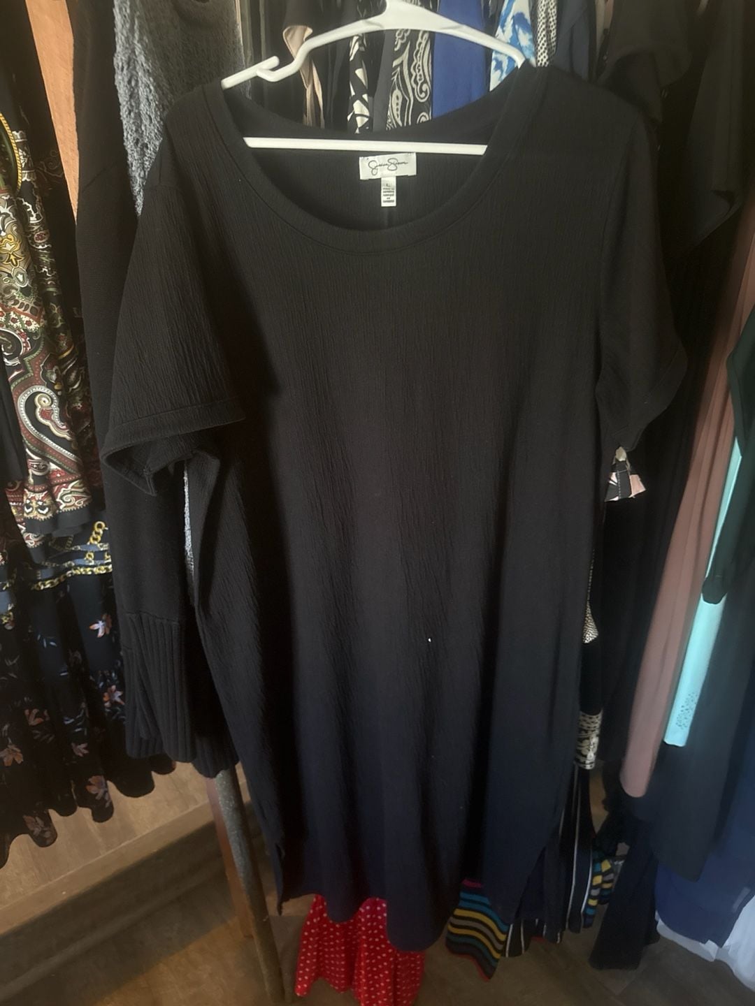 Jessica Simpson Black Textured Short Sleeve Shift Dress Size L 1